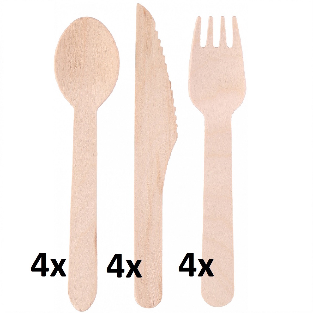 No brand Dřevěné příbory - 12 kusů 16cm