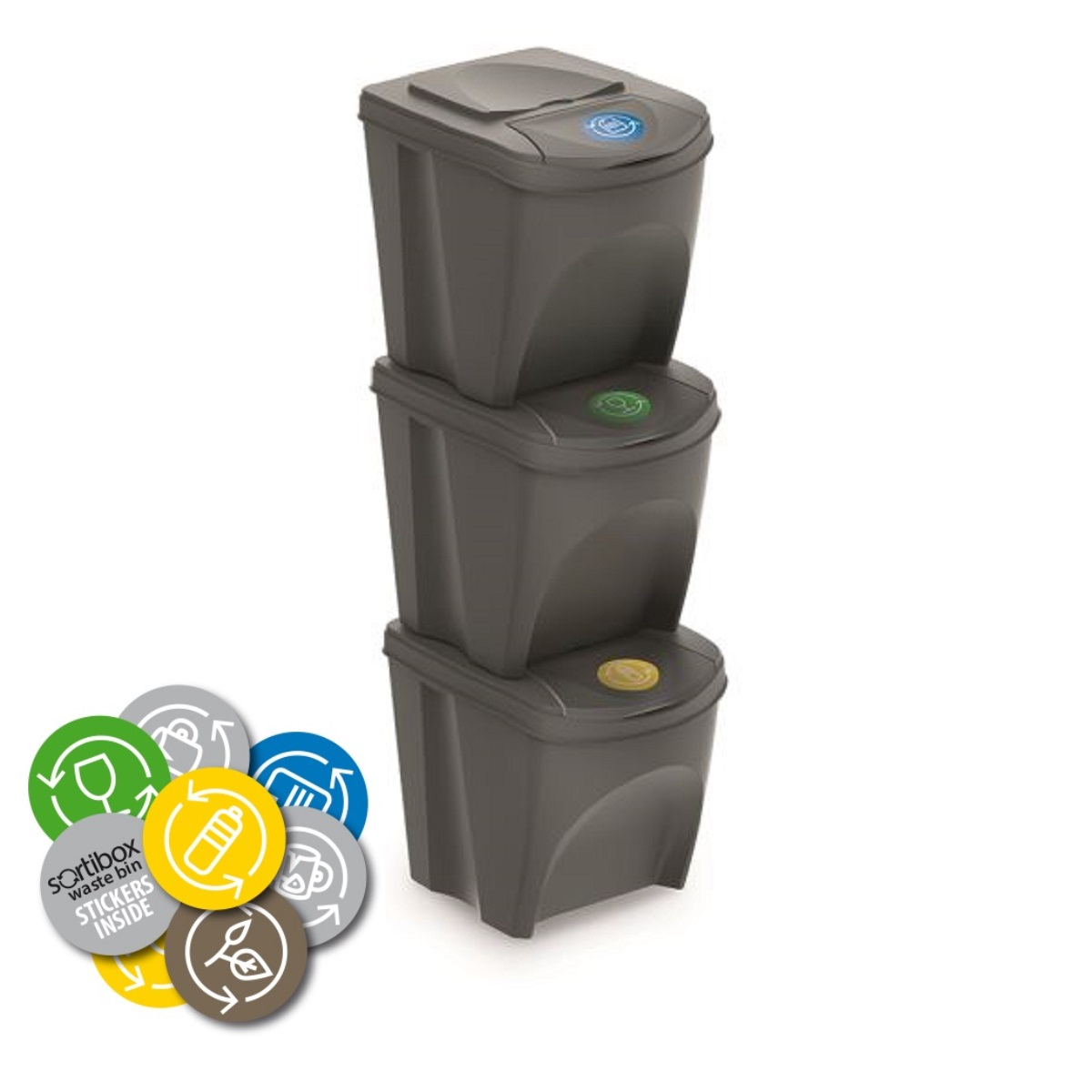 PROSPERPLAST Sada odpadkových košů SORTIBOX, 3x25l