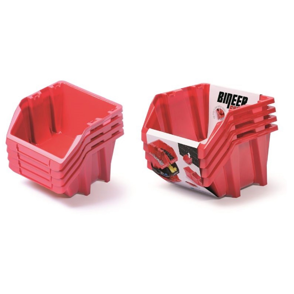 Kistenberg Set úložných boxů 4ks BINEER SHORT 272x238x160 mm červený