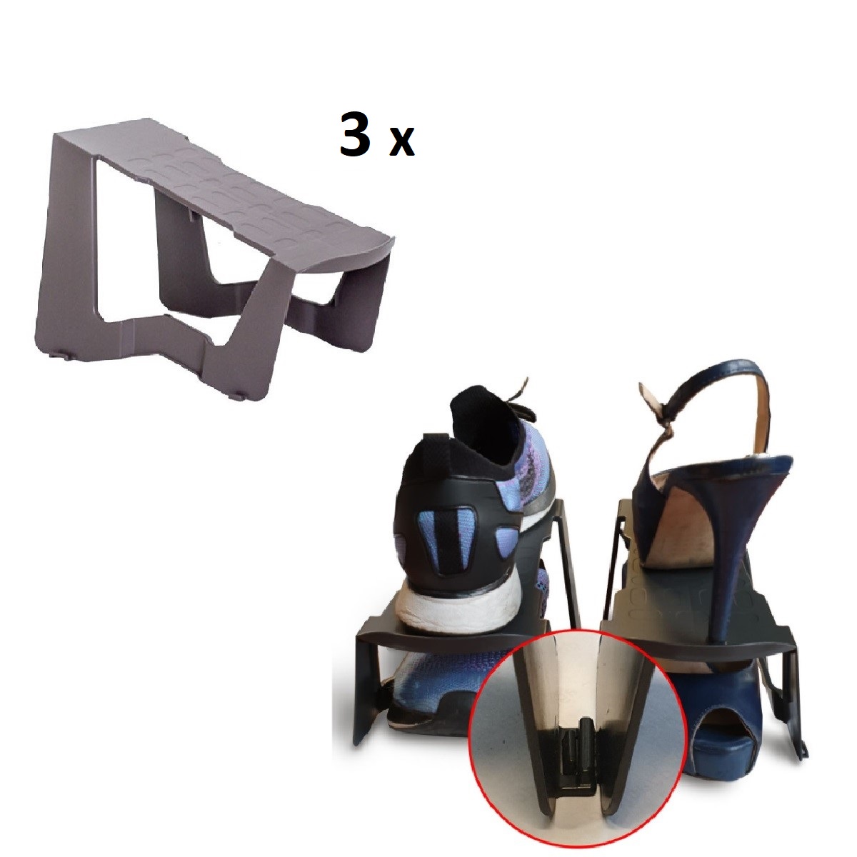 ARTPLAST Flip Flap U22TO-KIT Organizér na boty šedohnědý, 3 ks