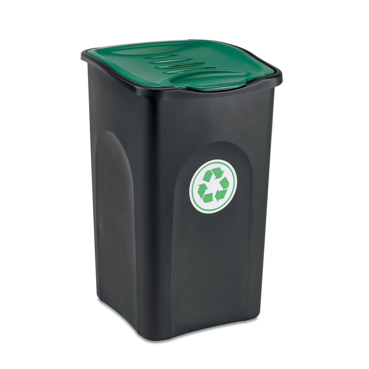 STEFANPLAST Odpadkový koš na tříděný odpad ECOGREEN 50 l, černý/zelené víko