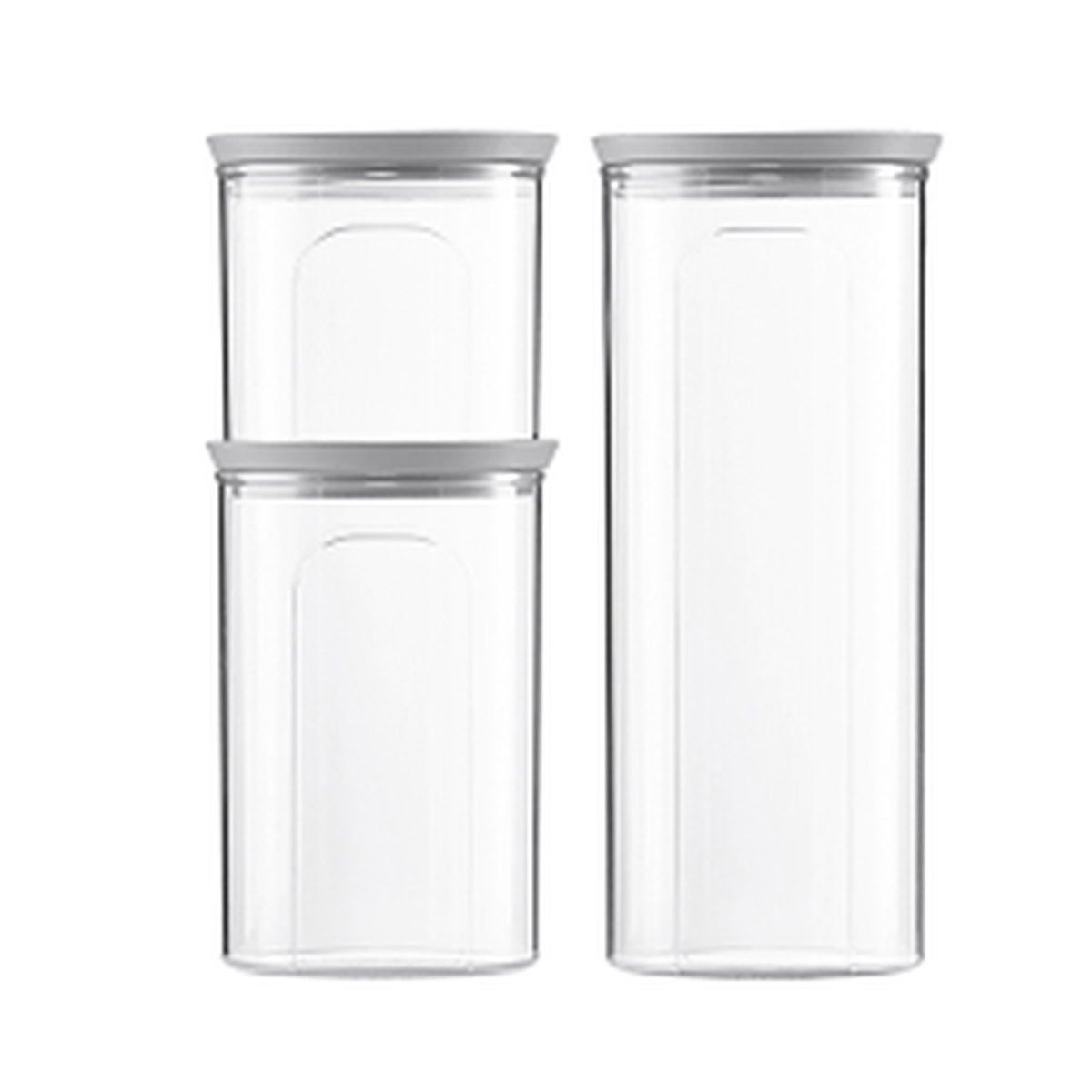 STEFANPLAST Sada 3 kulatých dóz Tosca, transparetní/šedé