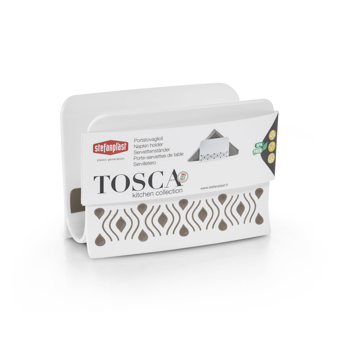 STEFANPLAST Plastový stojánek na ubrousky Tosca bílý/světle šedý