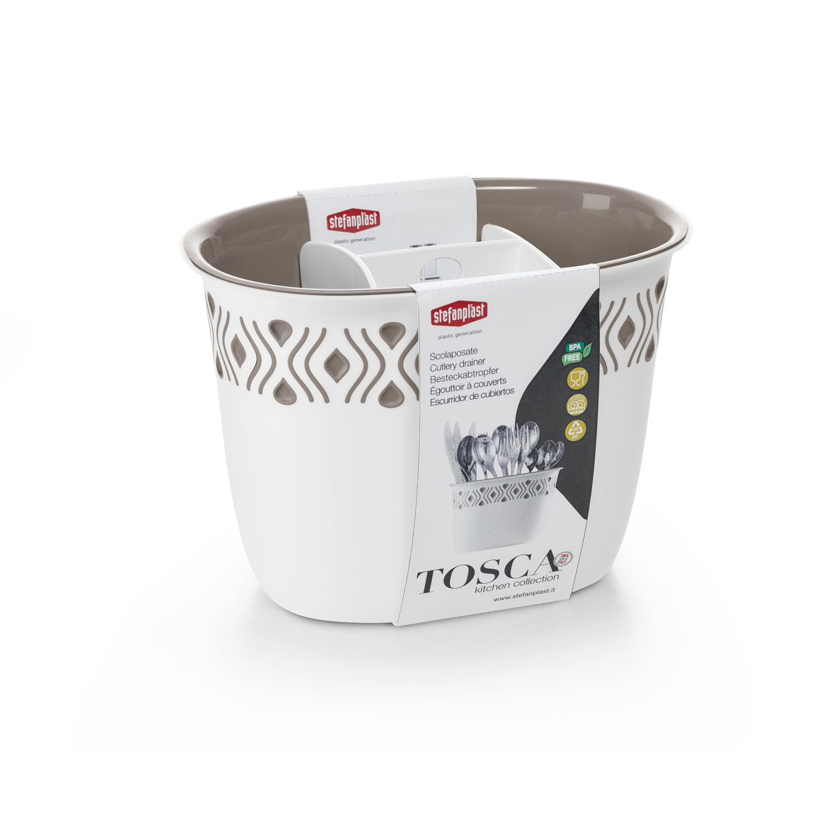 STEFANPLAST Odkapávač na příbory Tosca bílý/světle šedý
