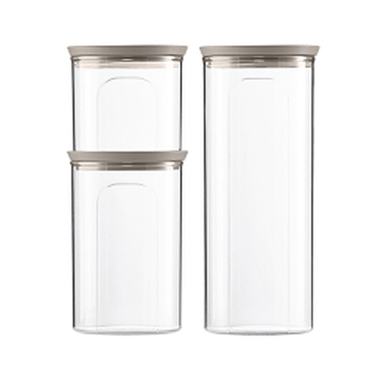 STEFANPLAST Sada 3 kulatých dóz Tosca, transparetní/světle šedé