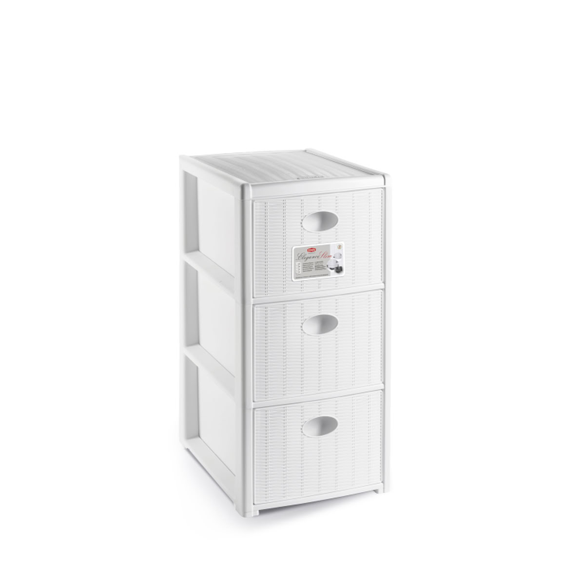 STEFANPLAST Úložný plastový regál Elegance Slim, 3 zásuvky, bílý