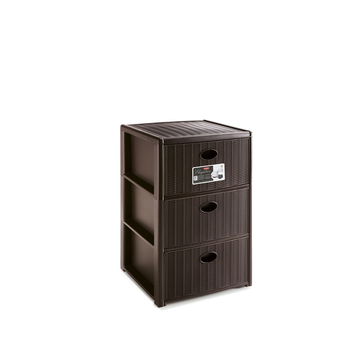 STEFANPLAST Úložný plastový regál Elegance, 3 zásuvky, hnědý