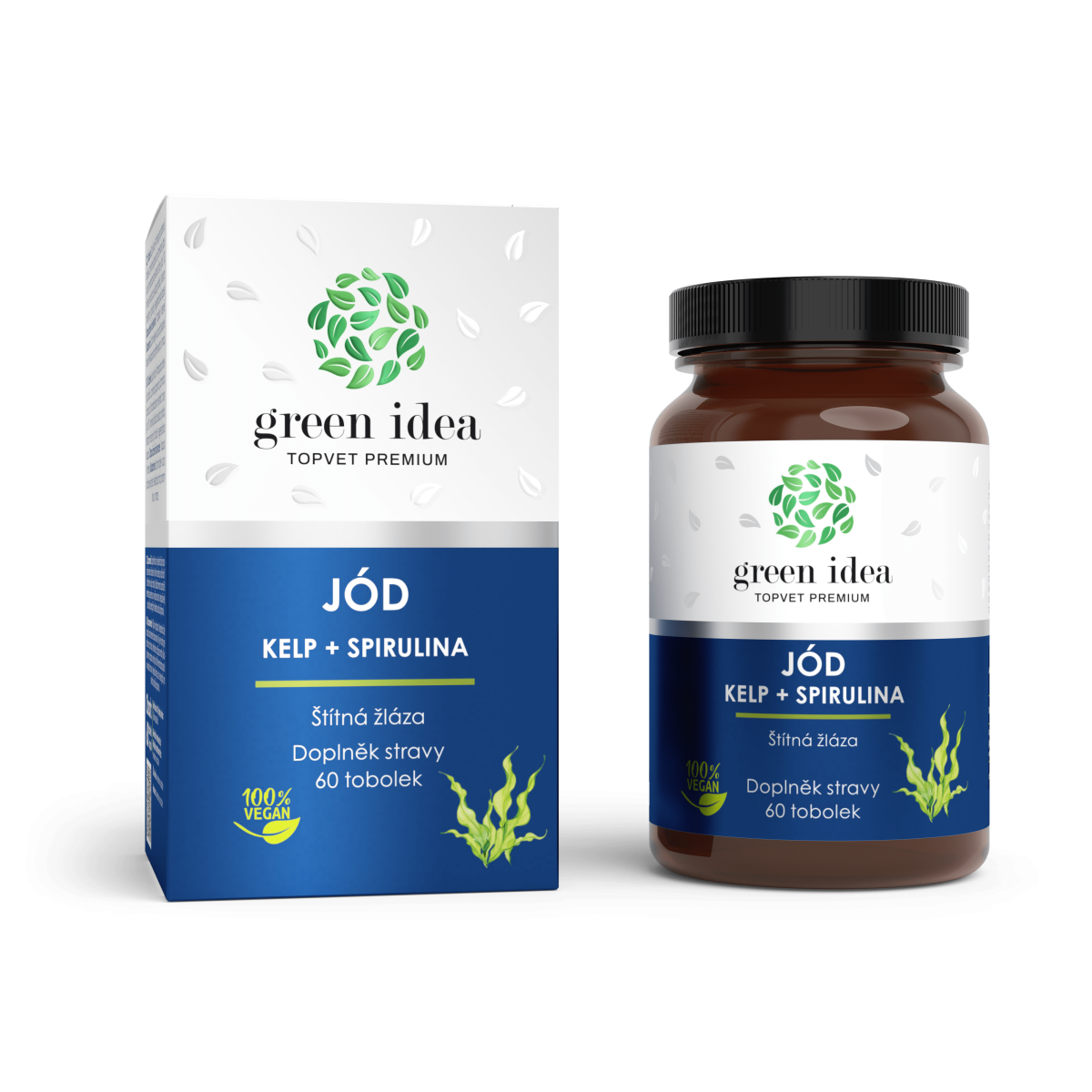 Green idea Jód - kelp spirulina - tobolky 60 ks