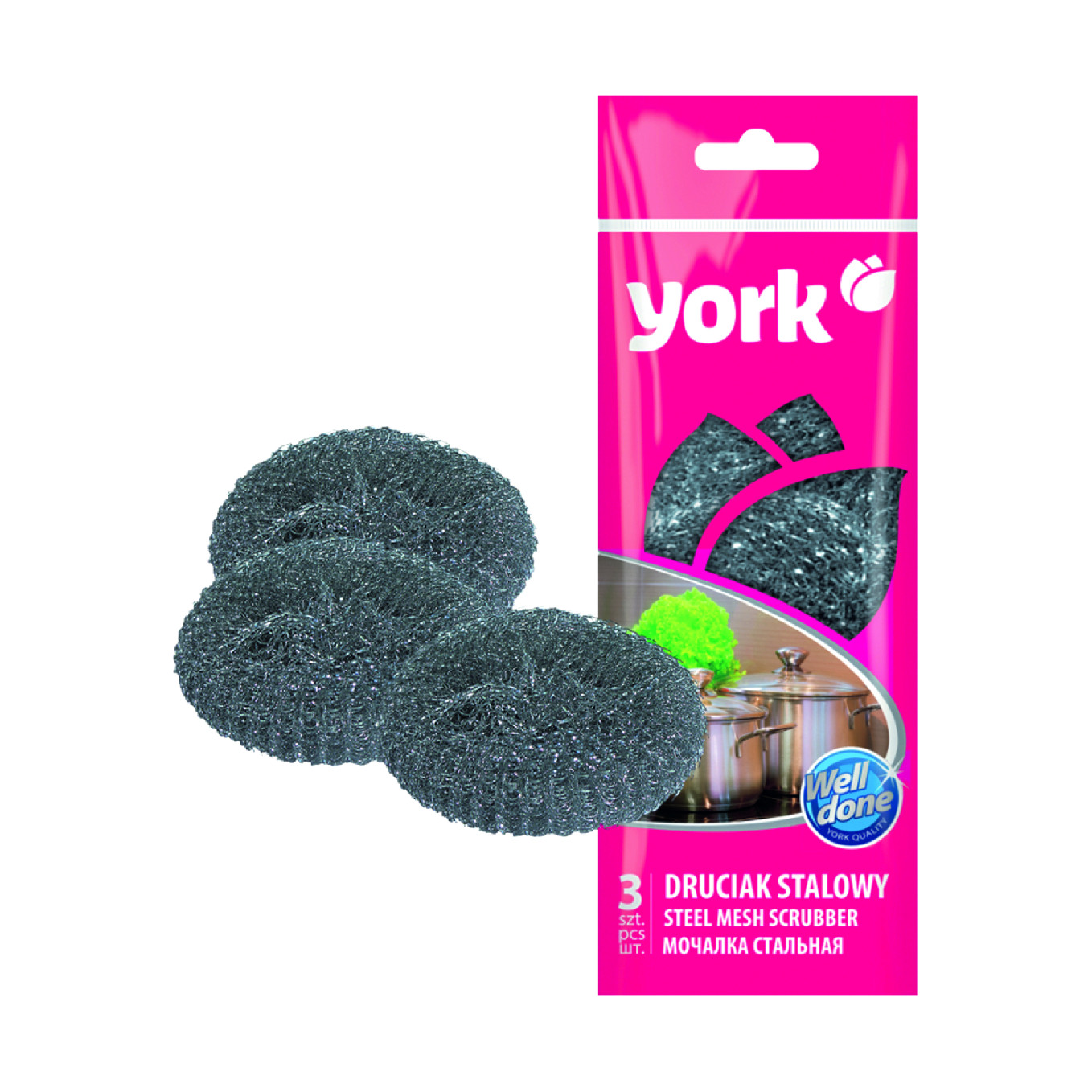 YORK Ocelová drátěnka 3 ks