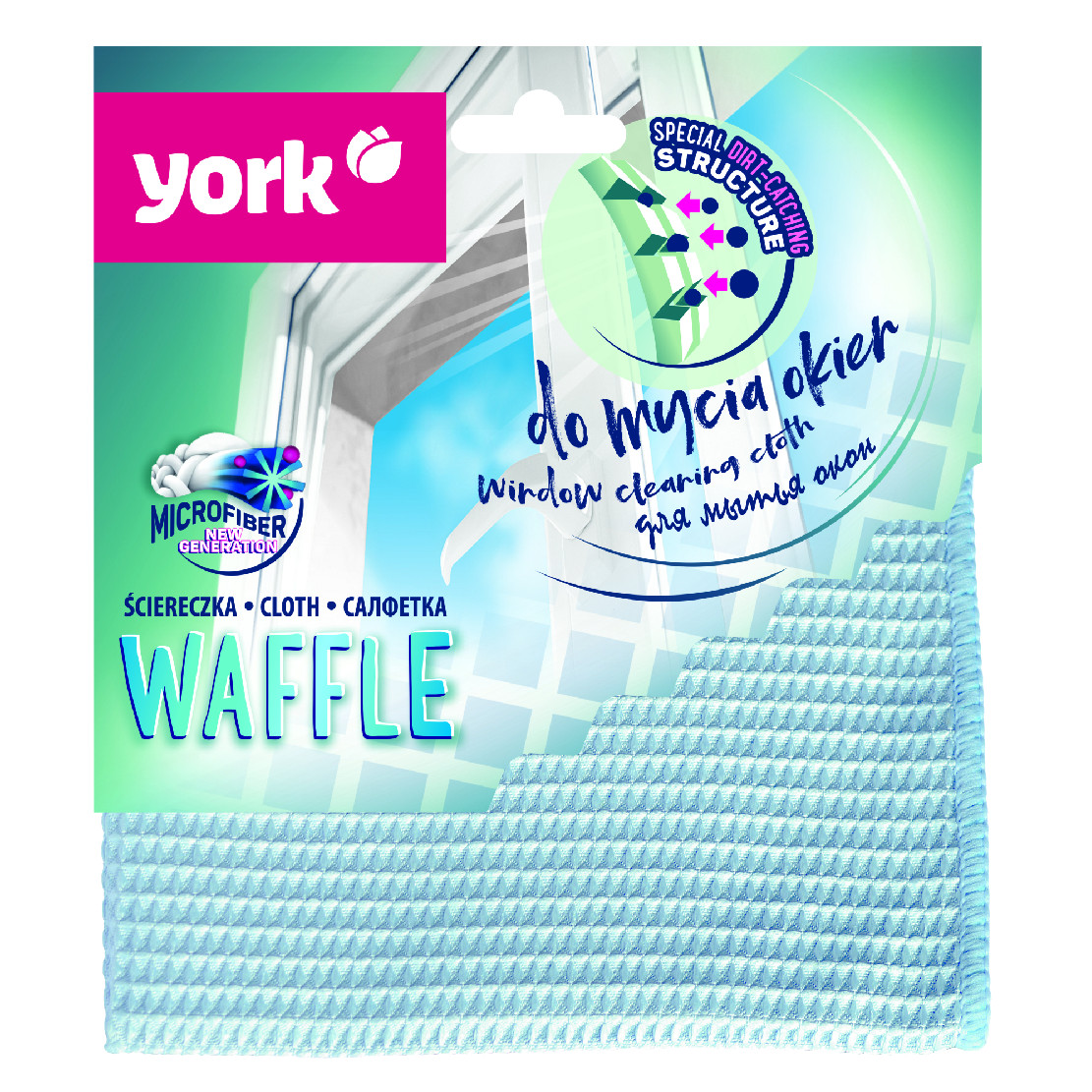 YORK Mikrovláknová utěrka na okna WAFFLE 1 ks