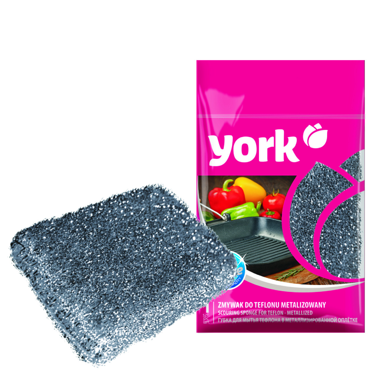 YORK Drhnoucí houbička na teflon – metalizovaná 1 ks