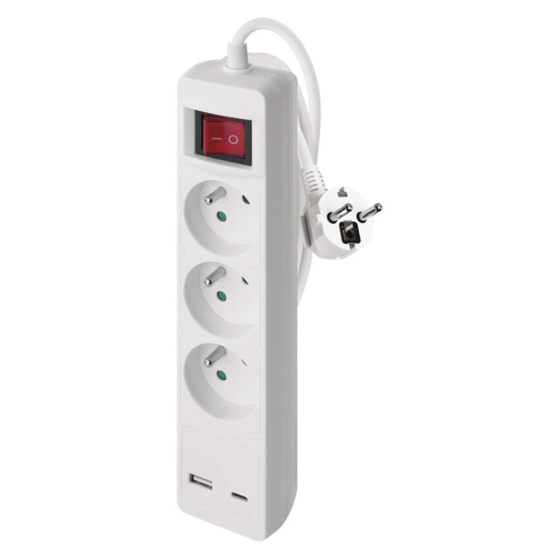 EMOS PRODLUŽKA 3Z 2M S VYP. 1,5MM +USB A+C