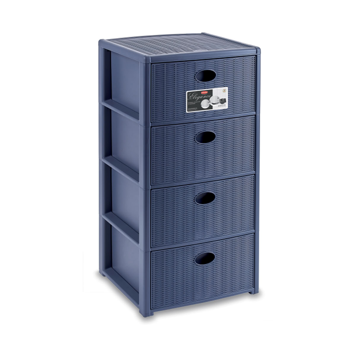 STEFANPLAST Úložný plastový regál Elegance, 4 zásuvky, modrý