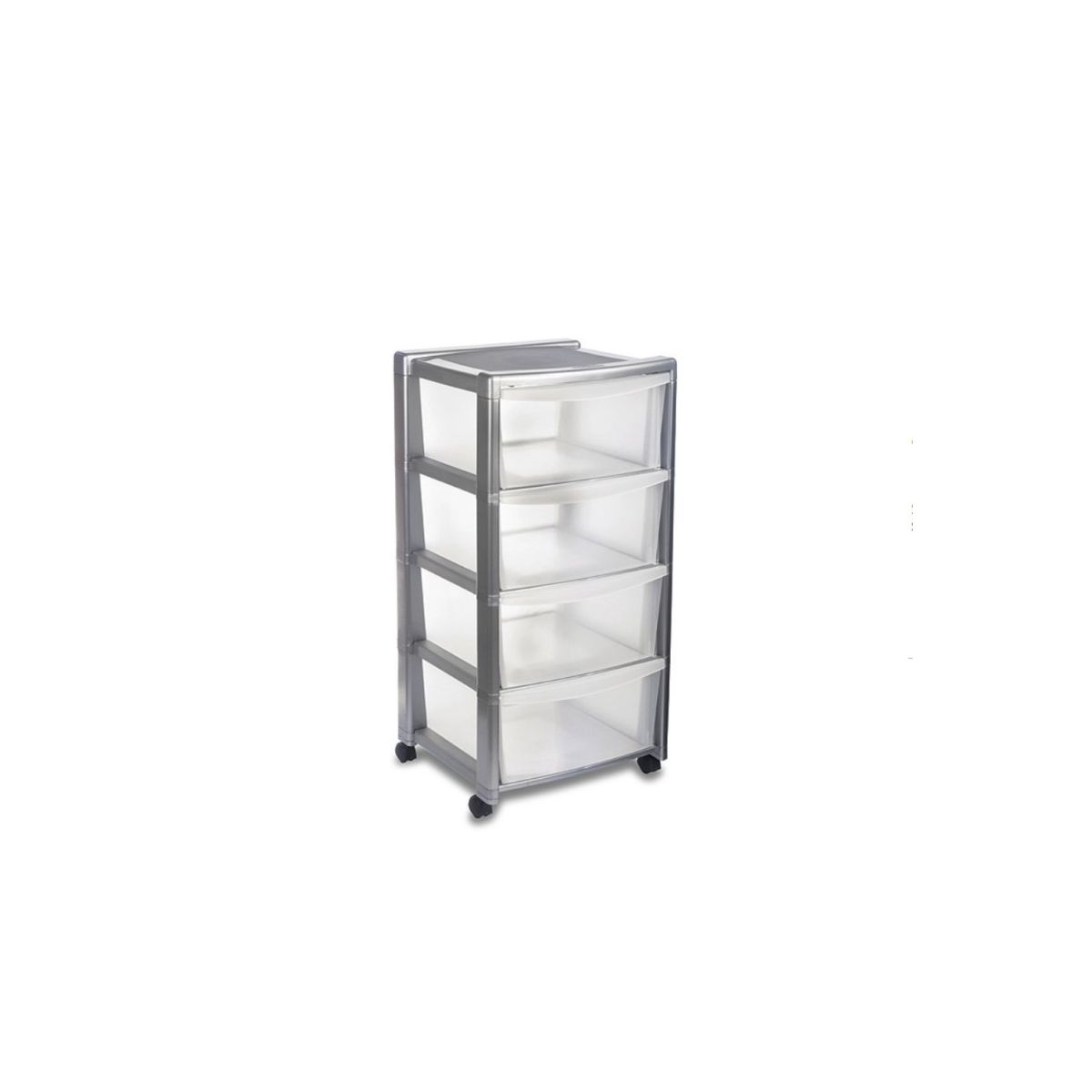STEFANPLAST Úložný regál Libera, 4 zásuvky, stříbrný