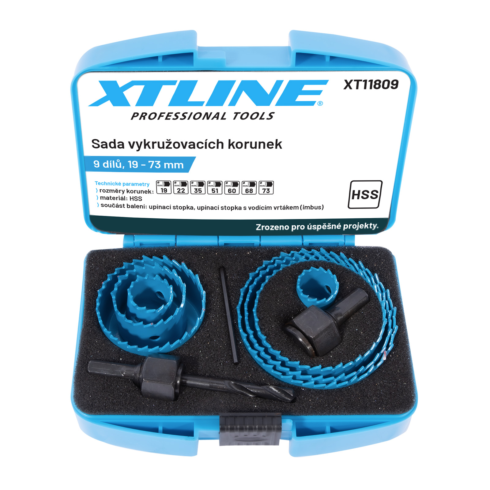 Sada korunek XTLINE XT11809 19–73 mm 9 ks