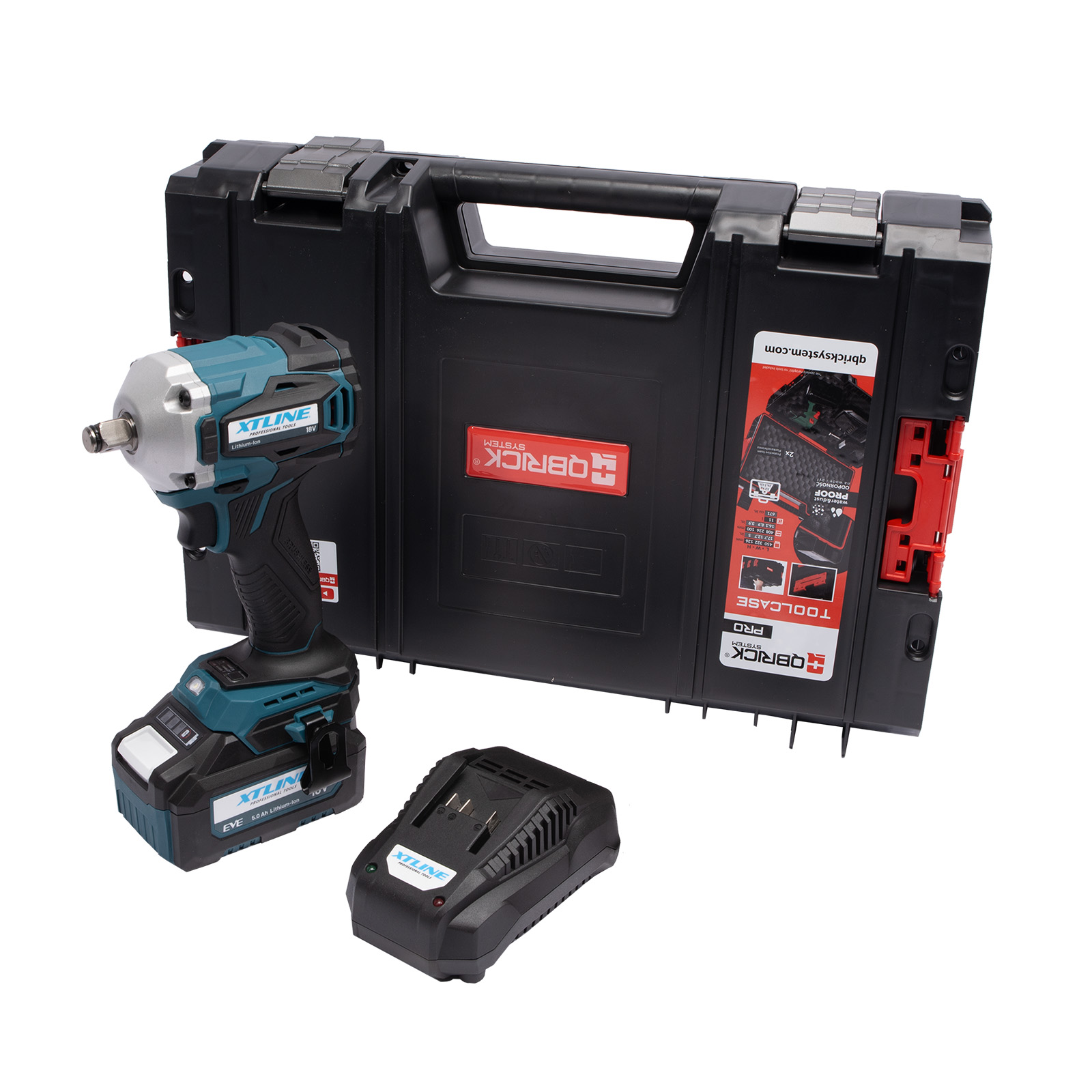 XTLINE Aku rázový utahovák na 1/2" hlavice bezuhlíkový 18 V, 400 Nm + baterie 5.0 Ah + nabíječka 3.5 A + box