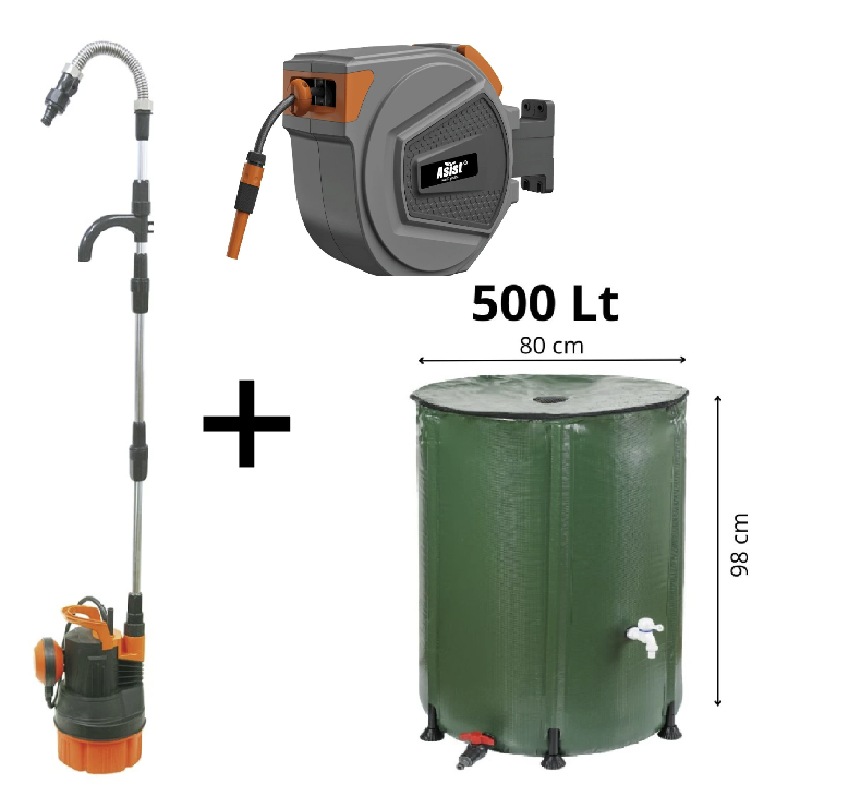 ASIST smart garden SET skládací sud 500 + sudové čerpadlo + automatický naviják s hadicí