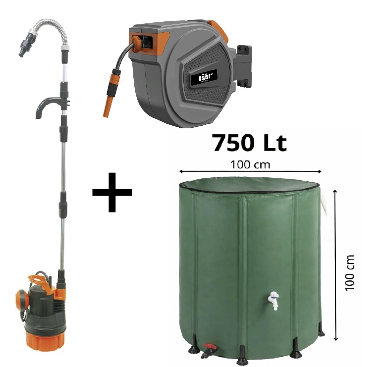 ASIST smart garden SET skládací sud 750 + sudové čerpadlo + automatický naviják s hadicí
