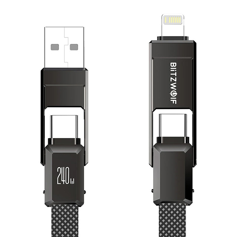 Blitzwolf BW-HDC7 4 v 1 USB+C+Hromosvod 240W 1,2 m (černý)