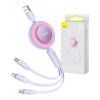 Baseus Bright Mirror 3, USB kabel 3 v 1 pro micro USB / USB-C / Lightning 66W / 2A 1,1 m (fialový)