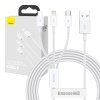 Kabel USB 3v1 Baseus Superior Series, USB na micro USB / USB-C / Lightning, 3,5 A, 1,5 m (bílý)  Baseus