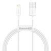 Kabel USB na Lightning řady Baseus Superior, 2,4 A, 1 m (bílý)