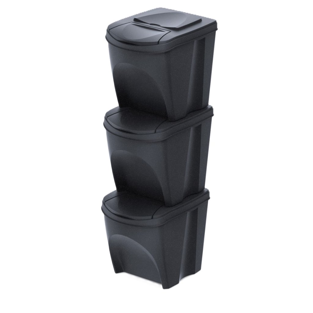 SORTIBOX ECO WOOD hulladékgyűjtő antracit, 3x25L