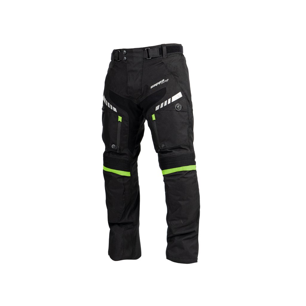 Férfi moto nadrág FIORANO textil fekete/zöld 3XL