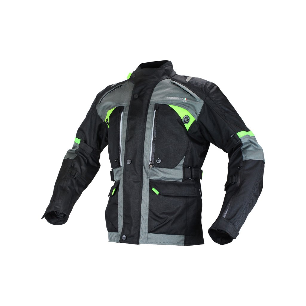 FIORANO férfi moto dzseki textil fekete / zöld M