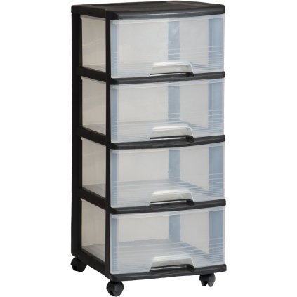 Polc fiókokkal fekete 4x20l