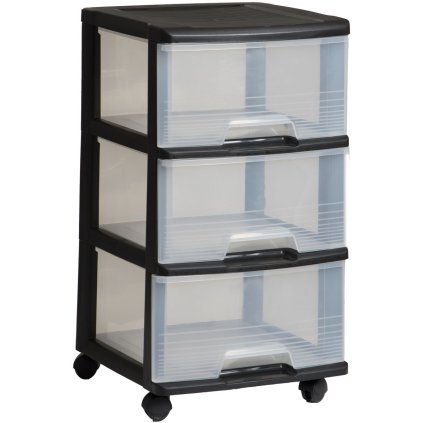 Polc fiókokkal fekete 3x20l