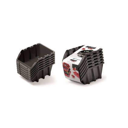 6 db-os tárolódoboz készlet BINEER LONG 249x158x114mm, fekete színben