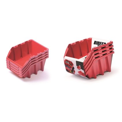 4 db-os tárolódoboz készlet BINEER LONG 295x198x133mm, piros színben