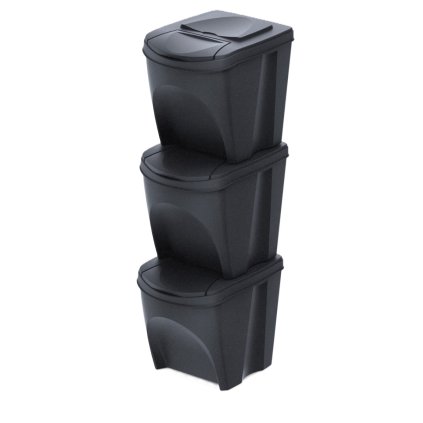 SORTIBOX ECO WOOD hulladékgyűjtő antracit, 3x25L