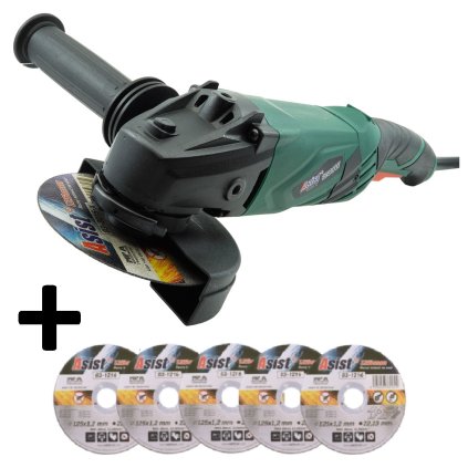 Szögcsiszoló 1200W, 125mm, fordulatszám-szabályozóval + INGYENES 5 vágókorong-készlet