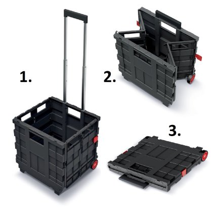 Összecsukható láda fogantyúval CART T piros 39,6x37x100,8cm