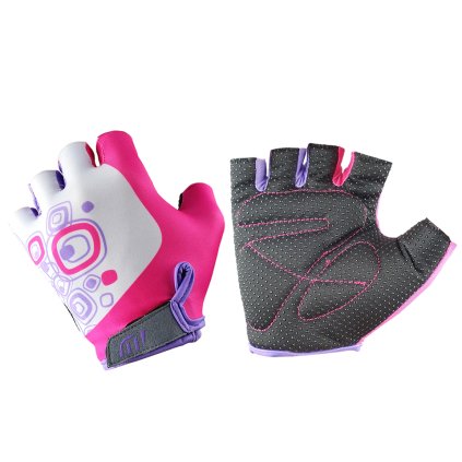 Négyzet alakú kerékpáros kesztyű gyerekeknek fehér/rózsaszín 11-12