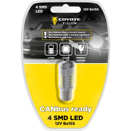 izzó 12V LED 4 SMD Ba15S CAN BUS kész fehér COYOTE VISION