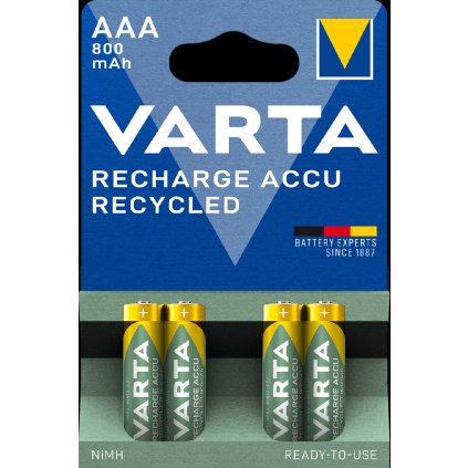 VARTA Recharge Accu Recycled 4 AAA 800 mAh újratölthető akkumulátor
