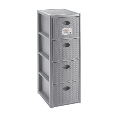 Tároló polc Elegance Slim, 4 fiókos, szürke