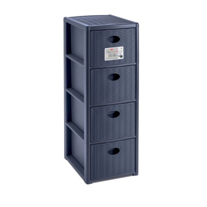 Tároló polc Elegance Slim, 4 fiókos, kék