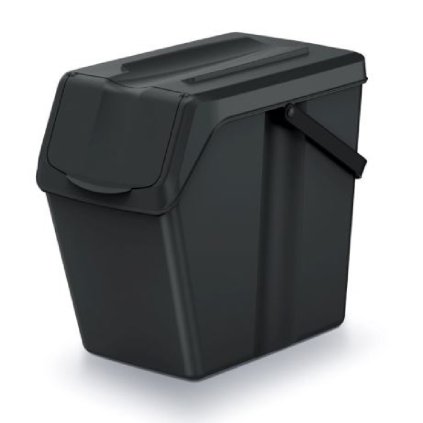 SORTIBOX II újrahasznosított fekete hulladékgyűjtő, térfogat 25L