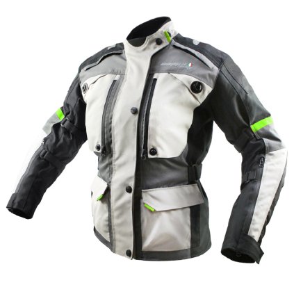 Bunda moto dámska FI RAN  textilná šedá / biela S (Array S)