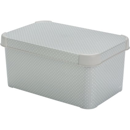Úložný box S sivý s bodkami
