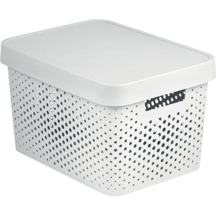 Úložný box INFINITY 17l s vekom biely dierovaný