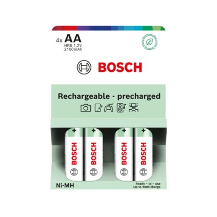 Bosch Rechargeable NiMh AA, HR6 2100 mAh Precharged 4ks