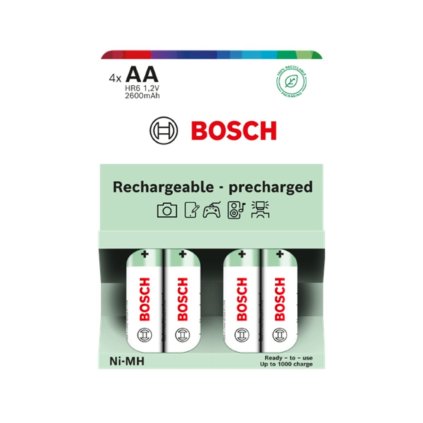 Bosch Rechargeable NiMh AA, HR6 2600 mAh Precharged 4ks