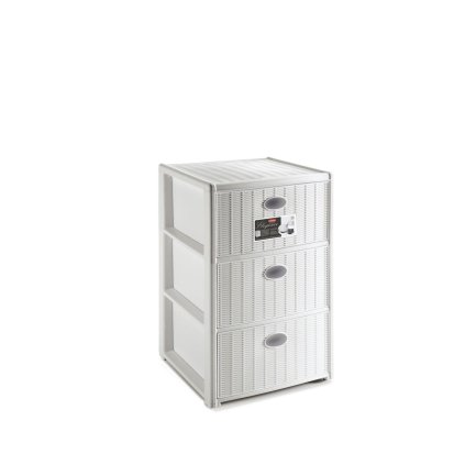 Úložný plastový regál Elegance, 3 zásuvky, biely