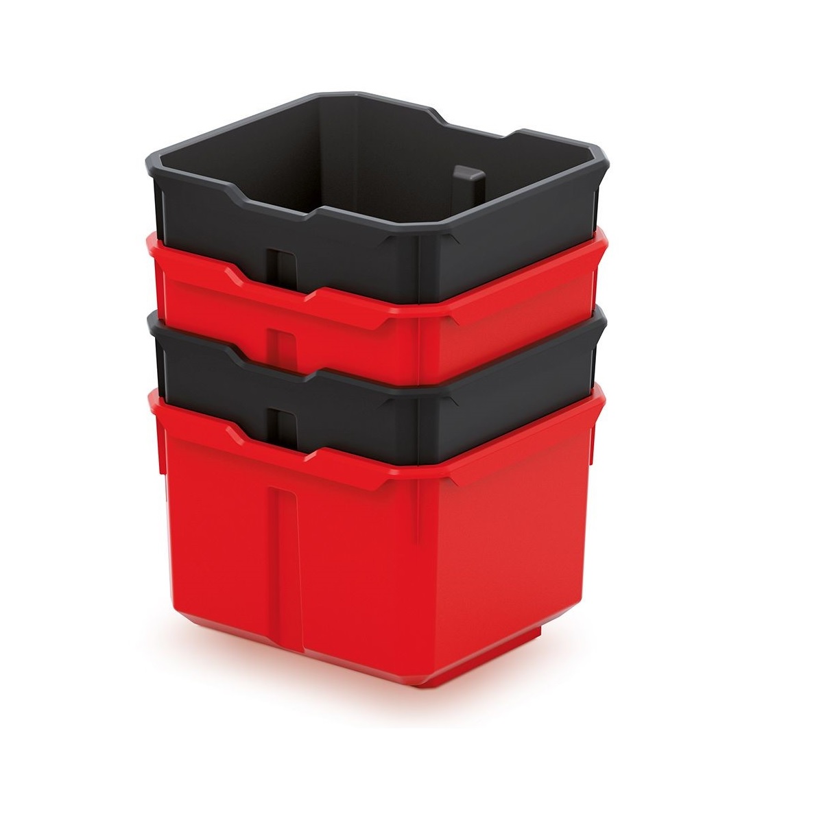 Kistenberg Sada 4 plastových boxov na náradie X BLOCK BOX 157x140x210 čierne / červené