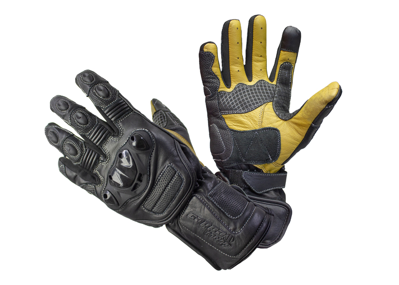 Cappa Racing Rukavice moto S CHI pánske kožené dlhé čierna/béžová M Array: XL
